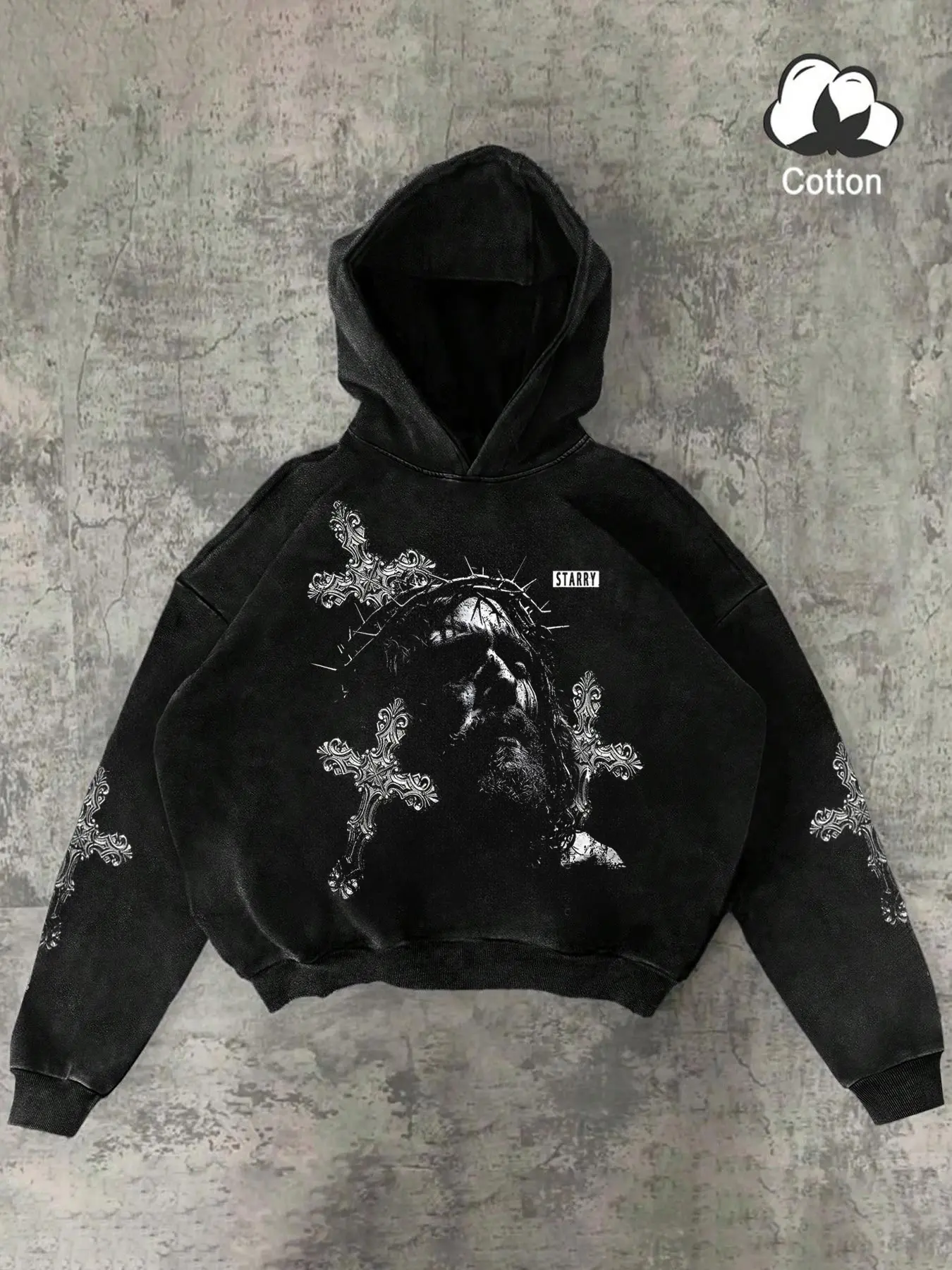 Men's Cotton Graphic Print Hoodie Faith Hoodie Jesus Cross Vintage Street Style, Soft Comfortable Casual Wear, Fitted H Type, Fall & Winter Fashion