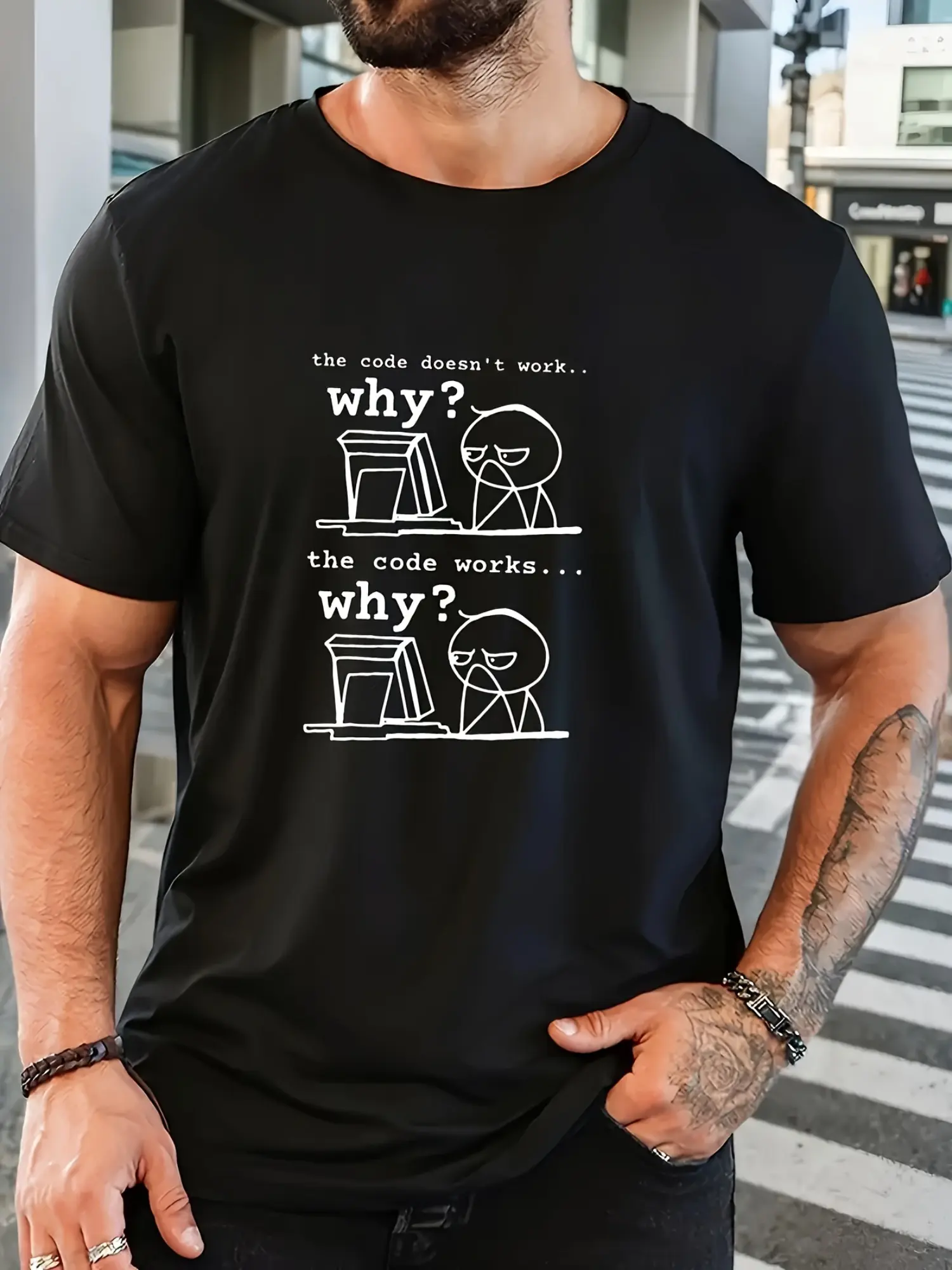 Men's Funny Programming T-Shirt with "The End Doesn't Work" Code Joke - White Tee for Developers & Tech Geeks, Lightweight Preshrunk Ring Fit, Double-Needle Stitched Neckline, Casual Office & Coding Gift for Programmers (S-XXXL)