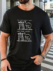 Men's Funny Programming T-Shirt with "The End Doesn't Work" Code Joke - White Tee for Developers & Tech Geeks, Lightweight Preshrunk Ring Fit, Double-Needle Stitched Neckline, Casual Office & Coding Gift for Programmers (S-XXXL)
