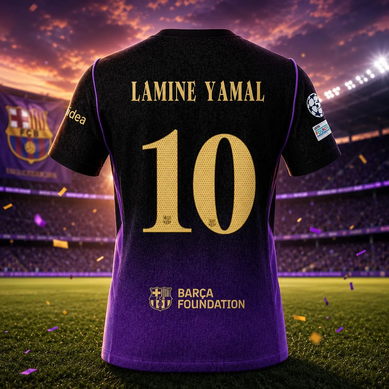 Unisex No.10 Barcelona Away Soccer Jersey, Black Purple Football Shirt, Quick Dry Breathable Fan Apparel, Men's Performance Soccer Shirt