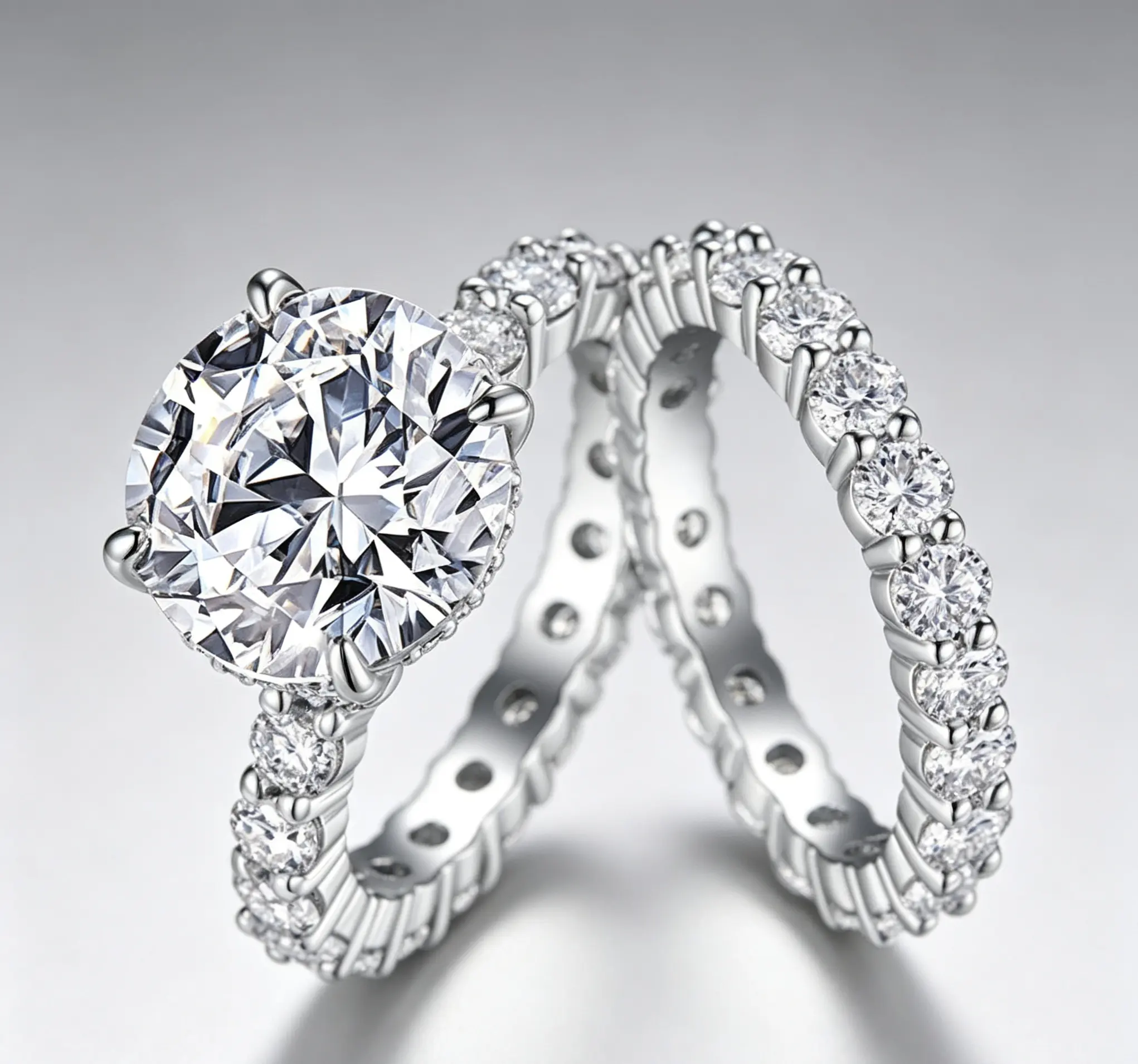 Women's S925 Sterling Silver Elegant Moissanite Stackable Promise Ring Set