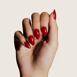 Cherry Chrome — Small Almond Nails, Gloss Finish