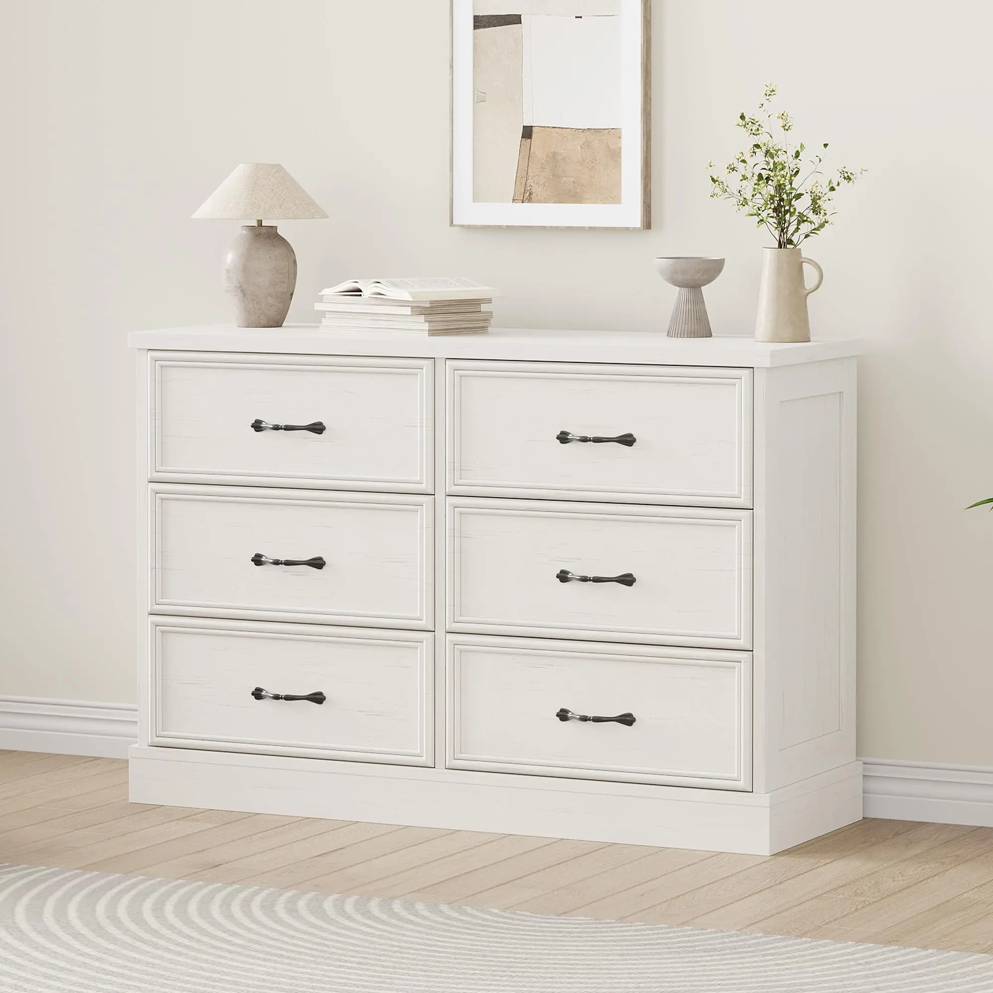 Garvee White Nightstand with Drawers, Bedroom Home Supply for Storage & Organization