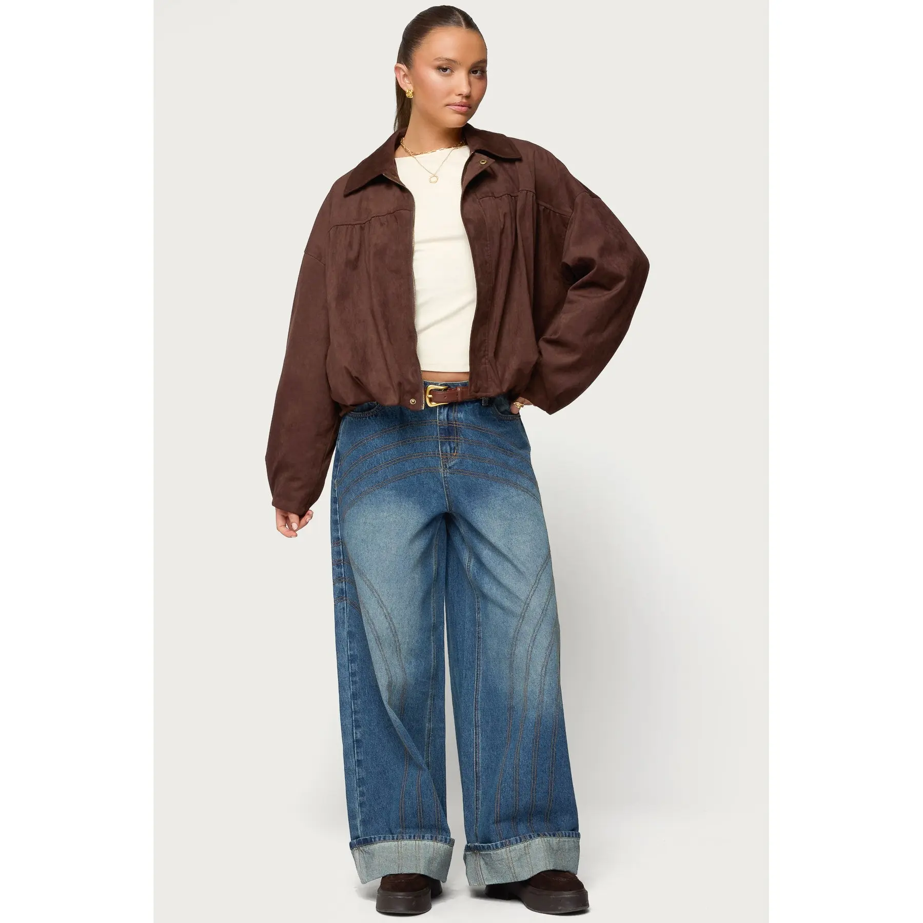 Cuffed Low Rise Baggy Jeans Cuffed Low Rise Baggy Jeans