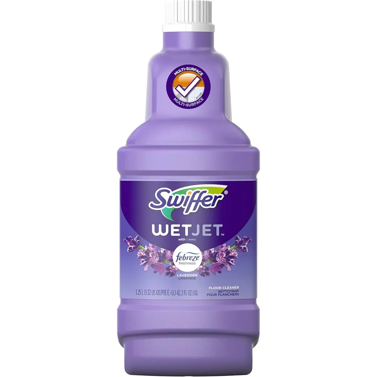 WetJet Multi-Purpose Floor Cleaner Solution Refill with Febreze, Hardwood Floor Safe, Lavender Scent, 1.25L (42.2 fl oz), Pack of 2