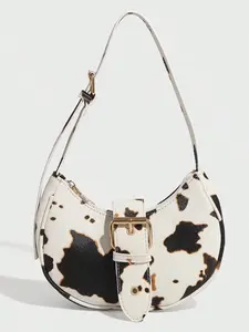 Fashionable Cow Print Shoulder Bag, Casual Versatile Underarm Bag for Women, Trendy All-match Y2K Commuter White Bag for Daily Used, Handbag Shoulder Bag