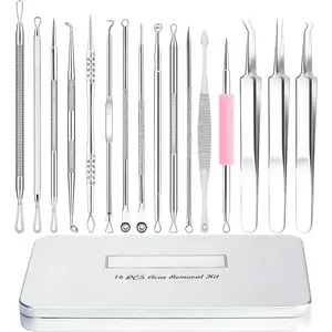 Blackhead Remover Tools, 2025 Latest 16 PCS Pimple Popper Tool Kit, Acne Blackhead Tools for Blemish, 410 Premium Professional Stainless Acne Pimple Extractor Tool with Metal Box