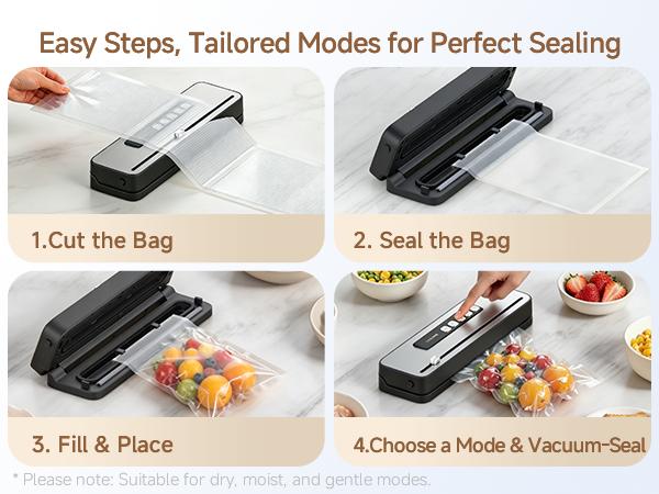 DREAME VS20 Automatic Vacuum Sealer Machine, -65kPa Suction, Guided Bag Placement, Reinforced Double Seal, 5 Modes with Cutter for Meat, Moist Foods, Sous Vide Meal Prep, Vacuum Sealing Machine,back to school,back to school haul