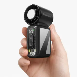 Portable Handheld Ice Cooling Fan, 199-Speed Adjustable Personal Fan with Instant Cold Compress, Brushless Motor, 3600mAh Battery, Flashlight, Black