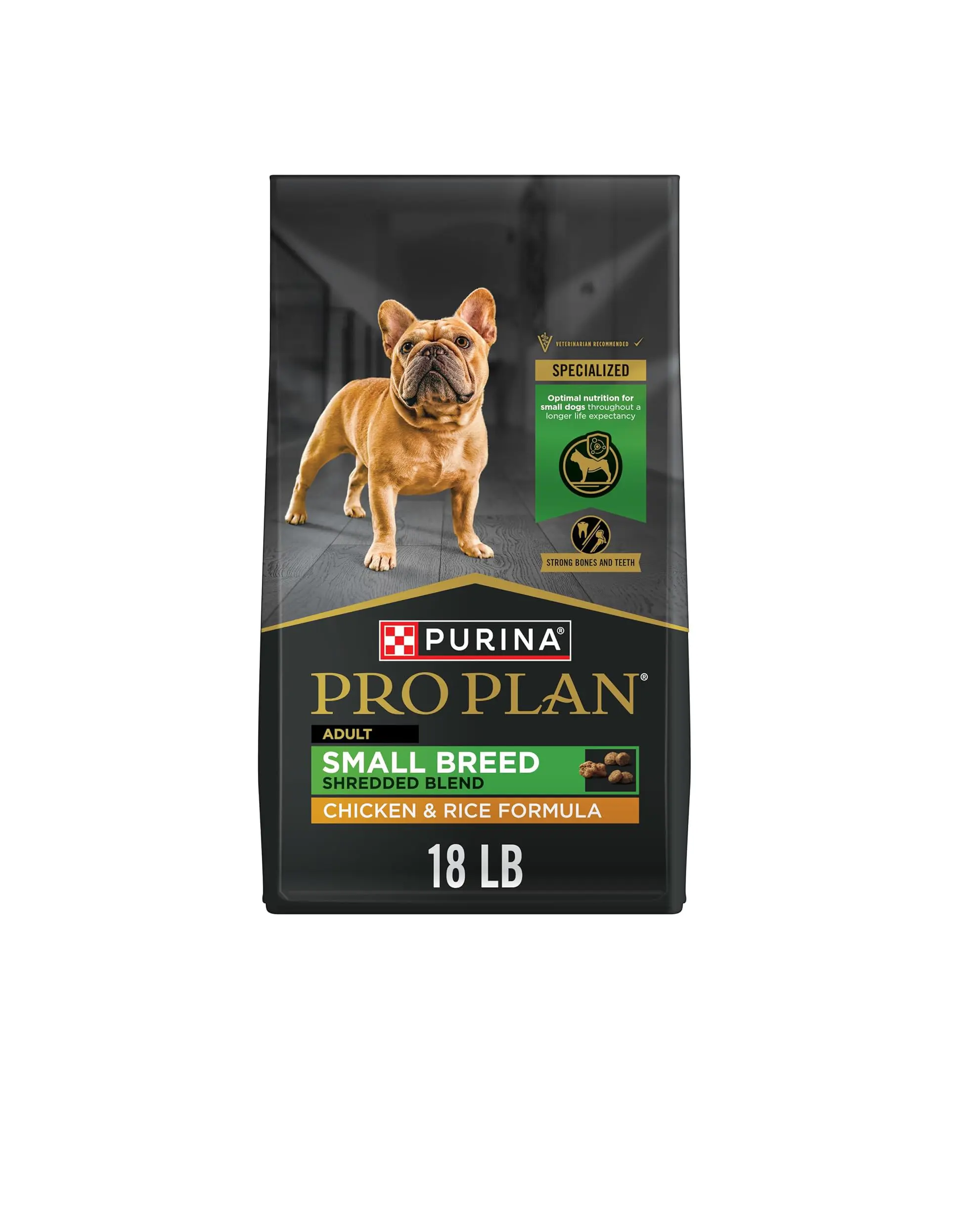 Purina Pro Plan Small Breed Dog Food Shredded Blend Chicken and Rice Formula With Guaranteed Live Probiotics - 18 lb. Bag