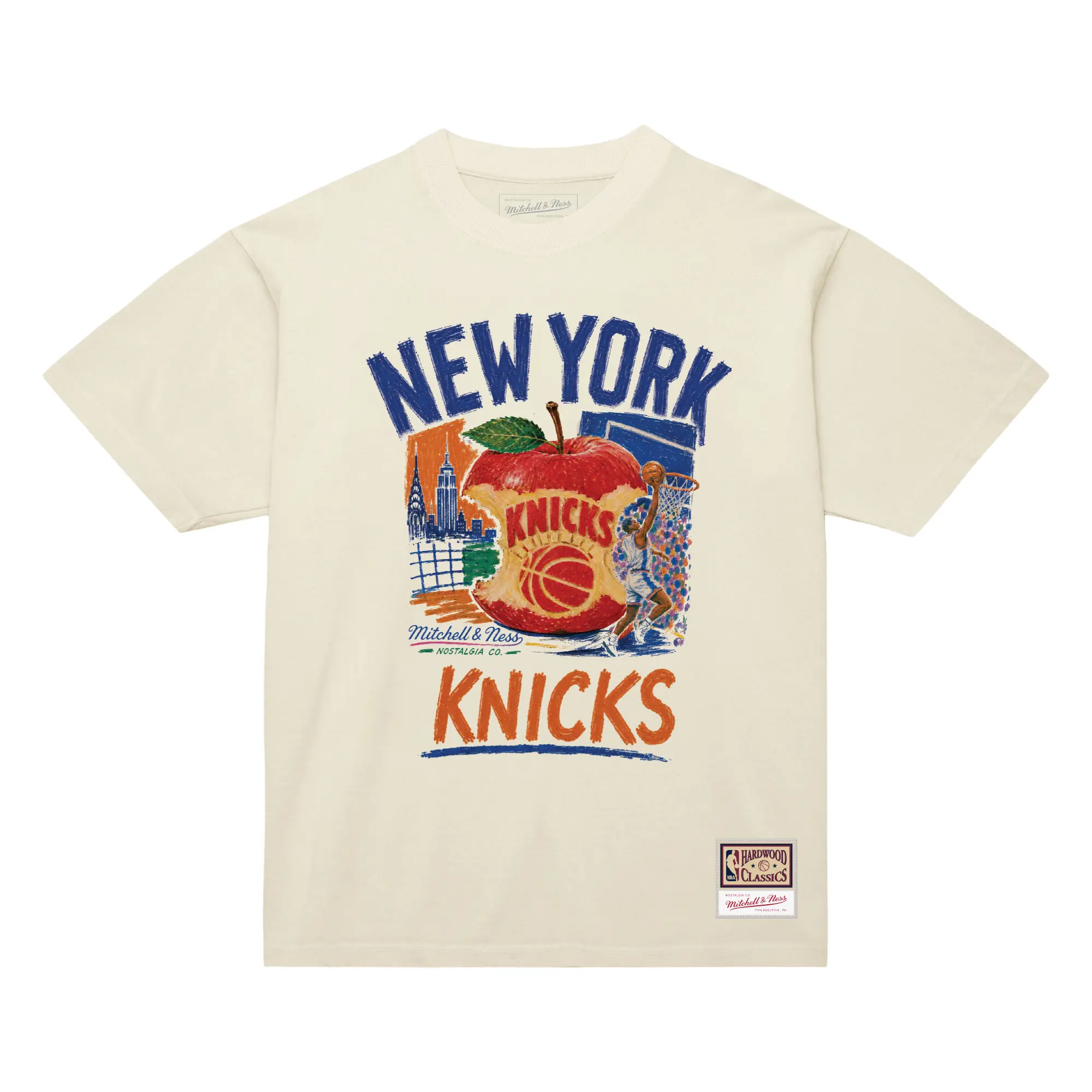 New York Knicks Black Concrete Apple T-Shirt - Vintage NBA Graphic Tee, Mitchell & Ness New York Knicks Black Concrete Apple T-Shirt - Vintage NBA Graphic Tee, Mitchell & Ness