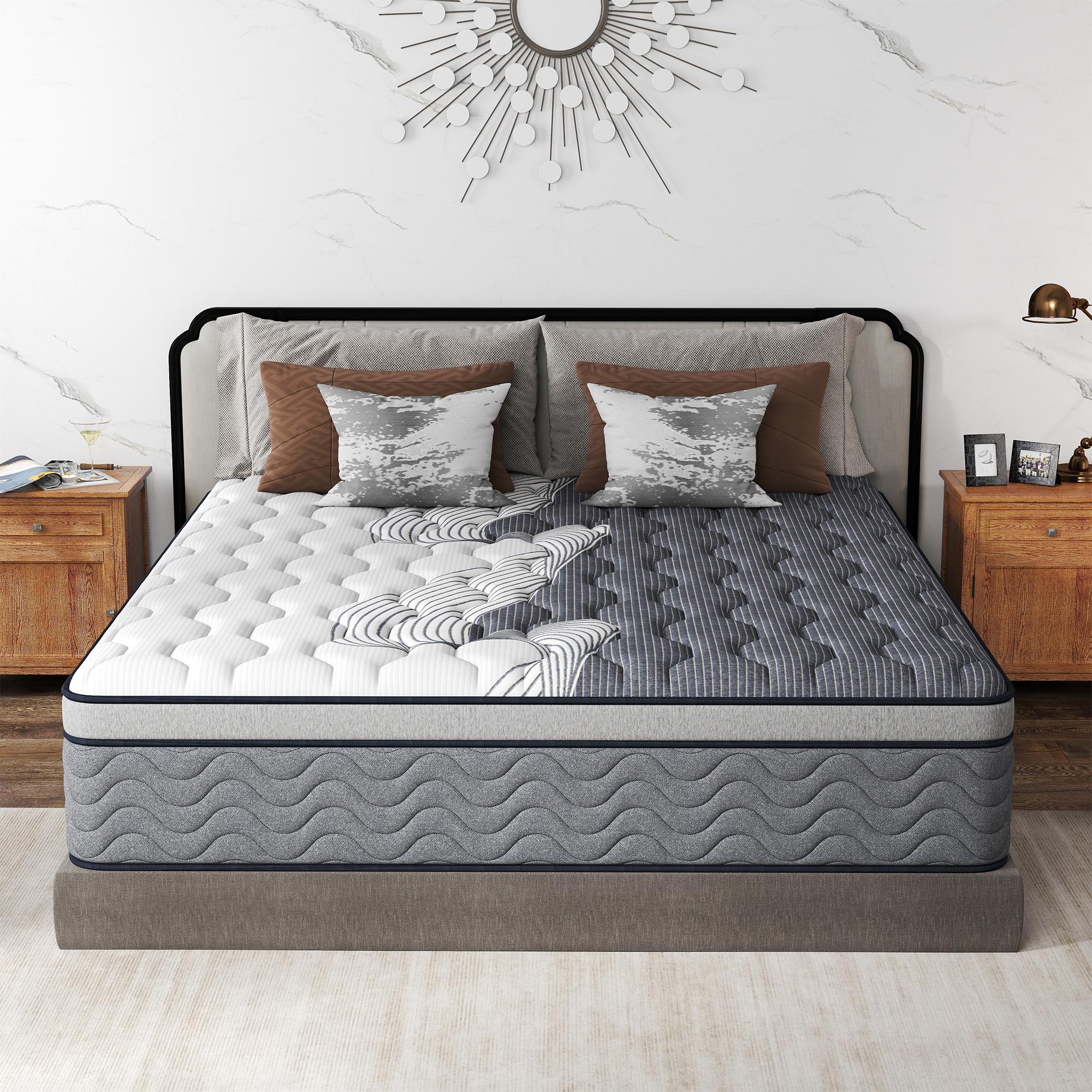 Dual Firmness Mattress Soft & Firm In One Bed,12Inch-Full, Queen, King Size Innerspring Hybrid Pocket Spring Memory Foam Mattresses for Couples, Back Pain Relief, Spine Support, Side & Back Sleepers, Breathable Durable Bedding