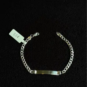 Esclava tejido cubano con placa plata 925 - 8.5 inch