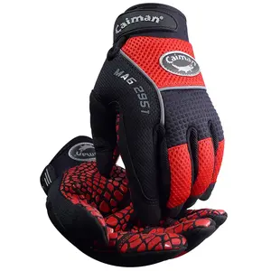 Caiman 2951 - Synthetic Leather Padded Silicone Grip Palm Mechanics Gloves