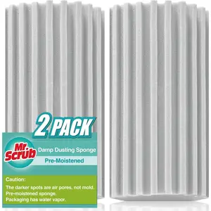 Damp Dusting Sponge Duster, 2 Pack Grey Dust Cleaning Sponge,  Household Cleaning Sponge Tool for Blinds, floorboards, Fan , Vents, Glass, Railings, Mirrors