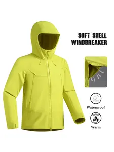 Unisex Fleece Lined Softshell Jacket, Waterproof Windproof Warm Outdoor Sports Coat, Ideal for Hiking Camping Skiing Fall Winter, Soft Shell Jackets