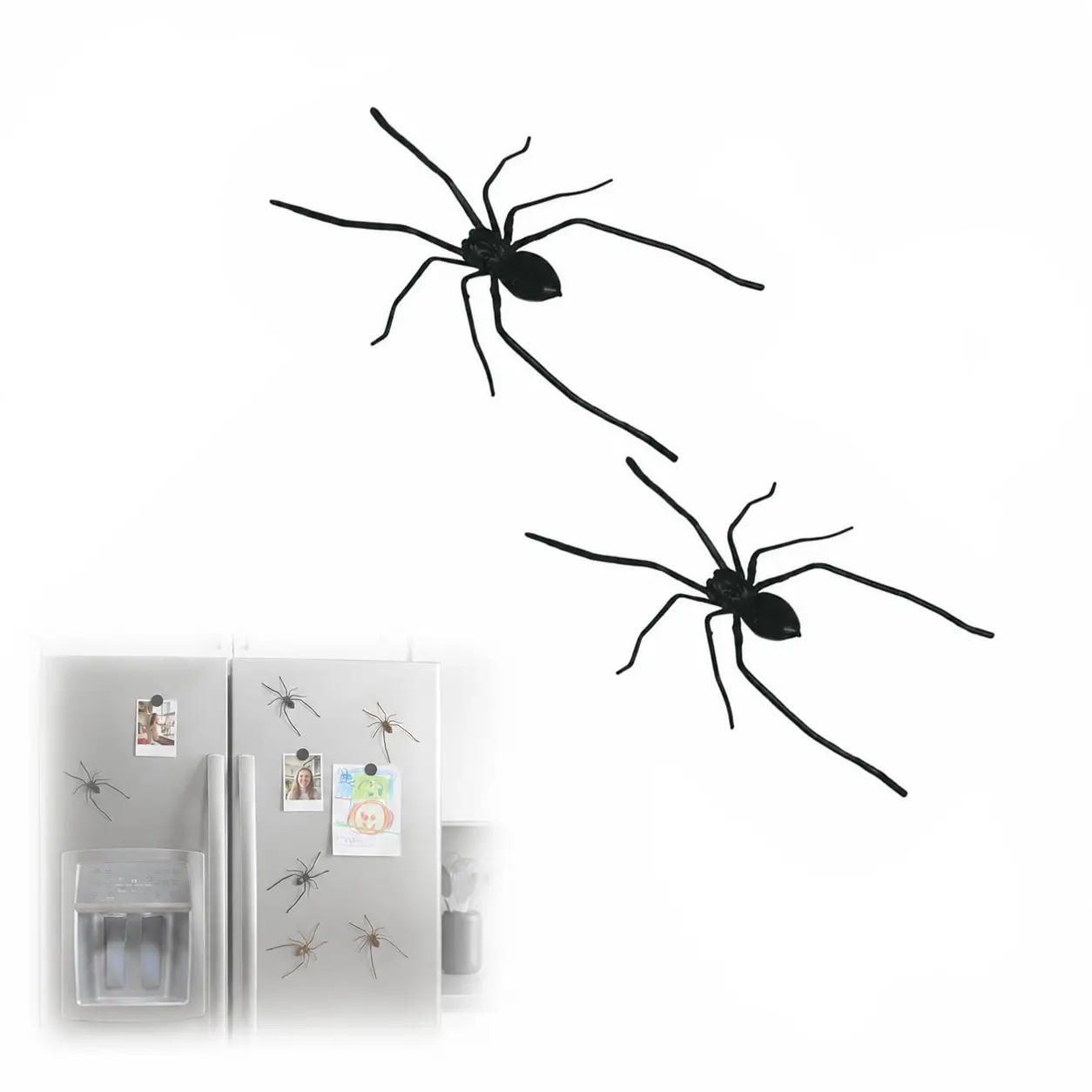2PCS 3D Spider Fridge Magnet Stickers, Realistic Spider Magnets, Refrigerator Decorating Magnet - Removable Magnetic Decals for Refrigerator, Indoor Outdoor Decor, Home Decals Halloween Decor