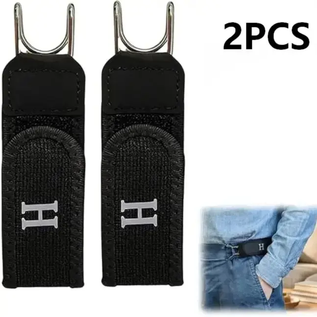 2 Pieces Metal Hook Elastic Belt, No Buckle Belts For Men Women, Adjustable Belts Without Holes, No Hole Buckleless Belt Hooks, Adults Invisible Waist Strap For Outdoor Work Travel Casual，Father's Day unique gifts for man