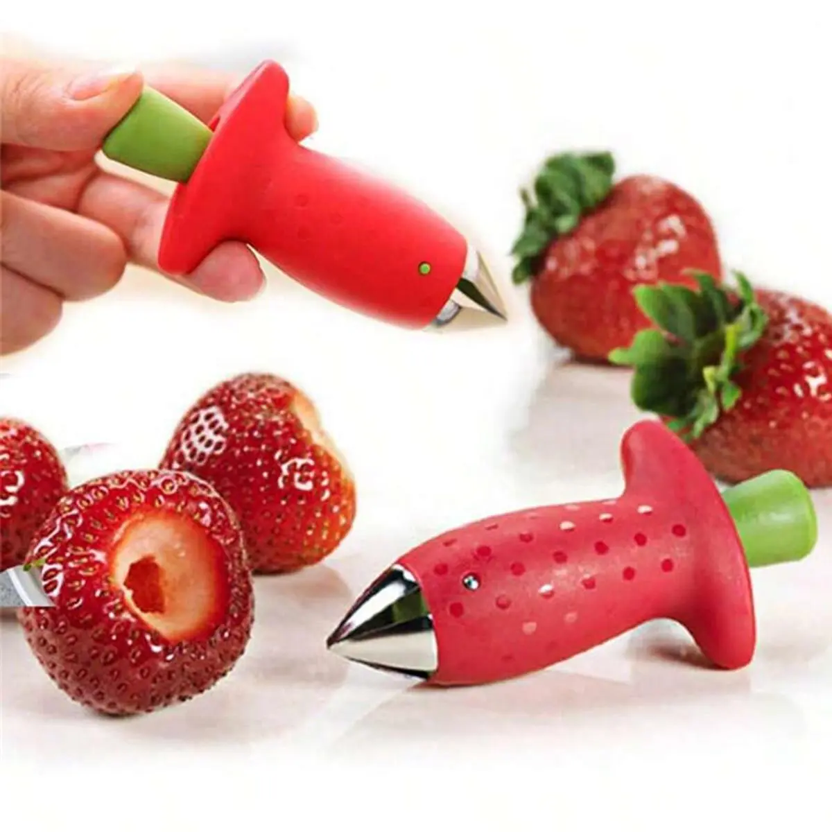 Strawberry Huller, 1 Count Portable Mini Fruit Core Remover, Fruit Corer, Fruit & Vegetable Utensils for Home Kitchen Baking House, Strawberry Cutter