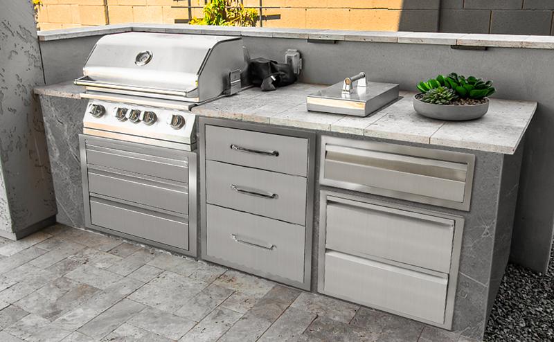 【GARVEE】24 x 6.5 Inch Outdoor Kitchen Drawers, Stainless Steel SingleLayer Access BBQ Drawers with Flush Mount Handle, 24 x 6.5 x 23 Inch