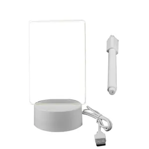Transparent Luminous LED Night Light USB Acrylic Message Board with Erasable Pen 5V 4W Warm White Desktop Ornament for Indoor Use Creative 3D Night Light - Electronic