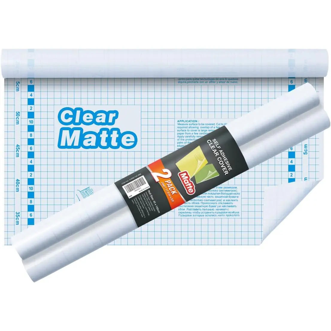 2 Pack Matte Clear Contact Paper Roll for Books, Crafts and Countertops, Self Adhesive Book Cover, 17.5 in x 5 ft
