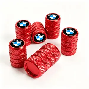 5-Pack Red & Black Luxury Aluminum Tire Valve Caps For BMW 3 5 7 Series X1 X3 X5 X7 M2 M3 M4 M5 Z4 iX High-End Metal Dust-Proof Seal Anti-Corrosion Wheel Covers With BMW Logo Premium Car Extras