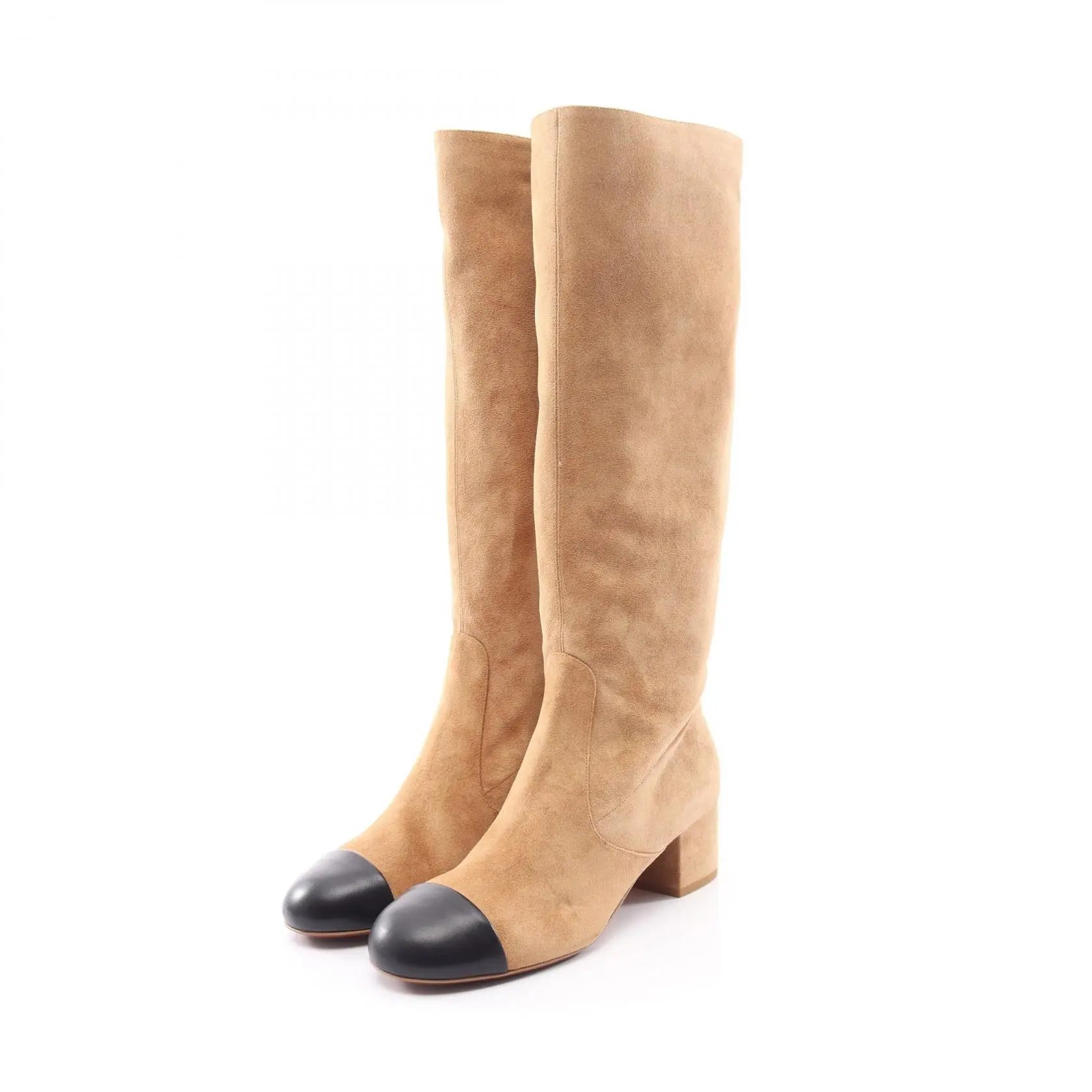 Pre-owned CHANEL Suede Small Leather Goods Coco Mark Long Boots