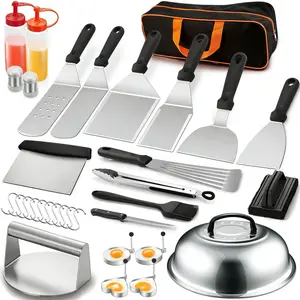 33-Piece Baking Sheet Accessory Set, Flat Top Grill Accessories for Blackstone and Camping Grills, Includes Spatula, Baking Lid, Burger Press, Outdoor BBQ Spatula