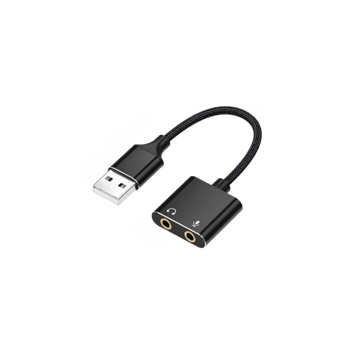 Universal USB Podcast Audio Interface - Plug-and-Play External Sound Card Adapter with 3.5mm Headphone/Microphone Jack, Braided Cable for Windows/Mac Laptops