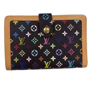 Pre-owned Louis Vuitton canvas Small Leather Goods Black Multicolored Monogram French Wallet L26031039