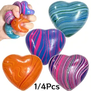 1/4Pcs Heart-Shaped Stress Relief Fidget Toy, Slow Bounce Squeeze Sensory Toy, Soft Pressure Ball, Suitable for Kids and Adults, Valentine's Gift