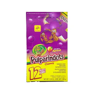 Pulparindots Chamoy Flavor Coated Tamarind Round Candy, 12 Packets, Candy Snack Candies Mexican Candy Dulces Mexicanos Spicy Tangy Sweet