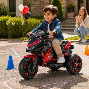 12V ARCH Kids Electric Ride-On Motorcycle Toy, 3-6 Years Old Boys & Girls, Training Wheels, Manual Throttle, Hand Drive, Lighting Wheels Trike, Music Fun, PU Seat, Realistic Look, Wireless Phone Compatibility