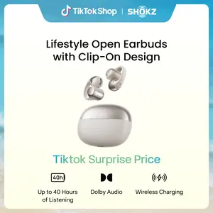 SHOKZ OpenDots ONE - Open-Ear Headphones - Wireless Bluetooth Earbuds with Microphone - Premium Dolby Audio - Water Resistant - Fast Charging - Up to 40 hrs Playtime