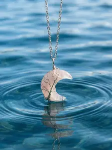 Women's Crystal Moon Necklace, Natural Amethyst Pendant Jewelry Gift for Women, Boho Style Daily Wear Accessory