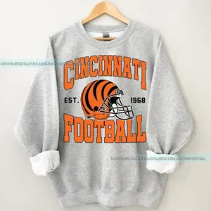 [Sale Up To 50%] Cincinnati Football Vintage Crewneck Sweatshirt, Game Day Pullover, 90s Cincinnati Football Game Day Apparel, Bengal Fan Gift, Gift For Fan, Trendy USA Cotton Fabric