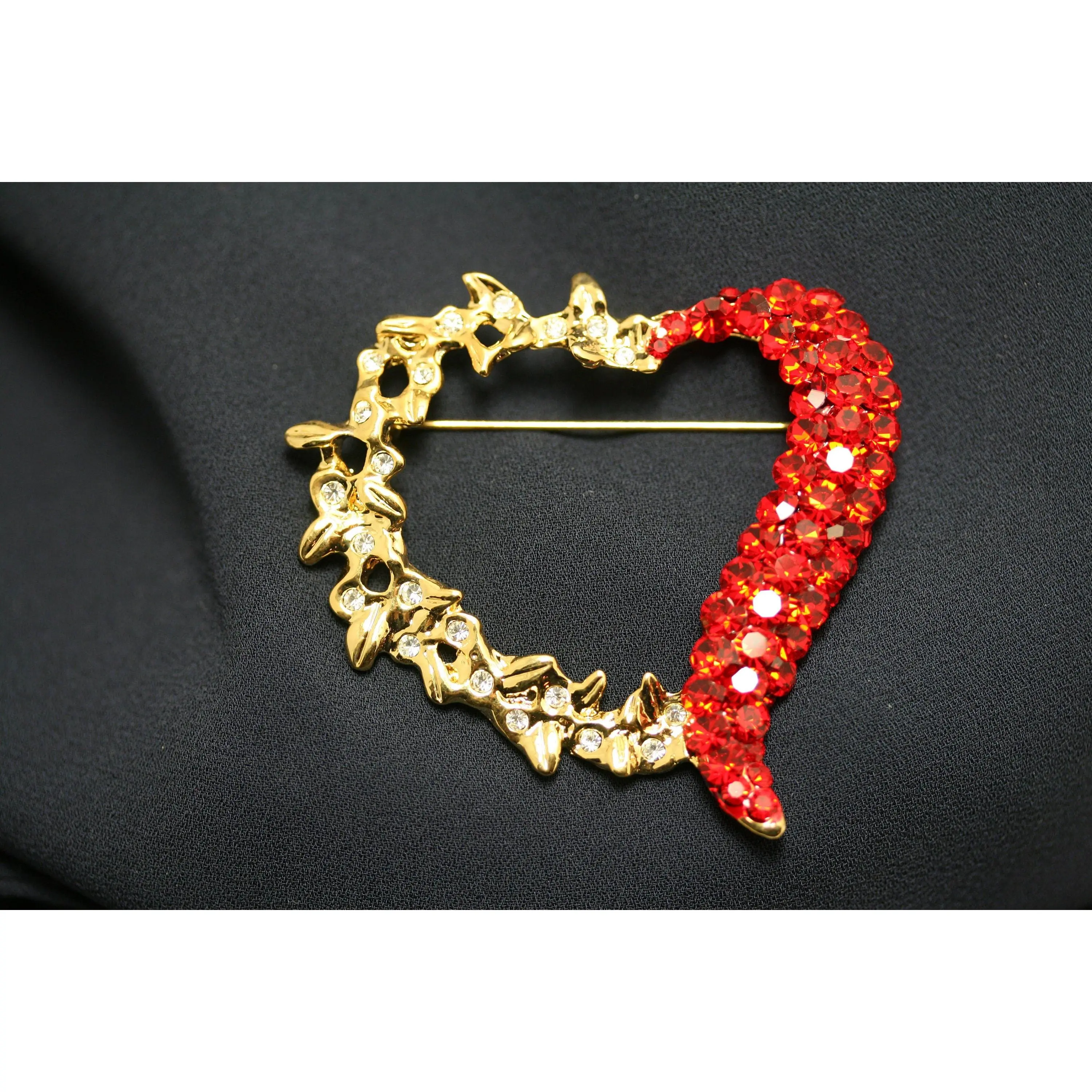 Crystal Rhinestone Love Heart Brooch Pin Jewelry Gift, Valentine's Day Red Hollow Heart Brooch, Valentine's day Jewelry