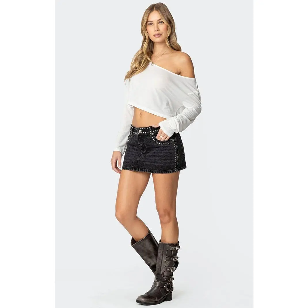 Edikted Women's Mia Studded Denim Mini Skirt - Multicolor
