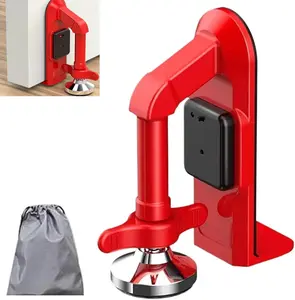 Non-Slip Portable Door Security Alarm, 80dB Door Stopper with On/Off Switch, Quickly Place Under Any Door, No Tools Easy Install, Discreet Wedge for Bedroom, Bathroom, Hotel Room, Sound Warning When Door Opens, Red