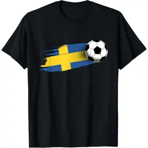 100%cotton Sweden Flag Jersey Swedish Soccer Team Swedish T-Shirt