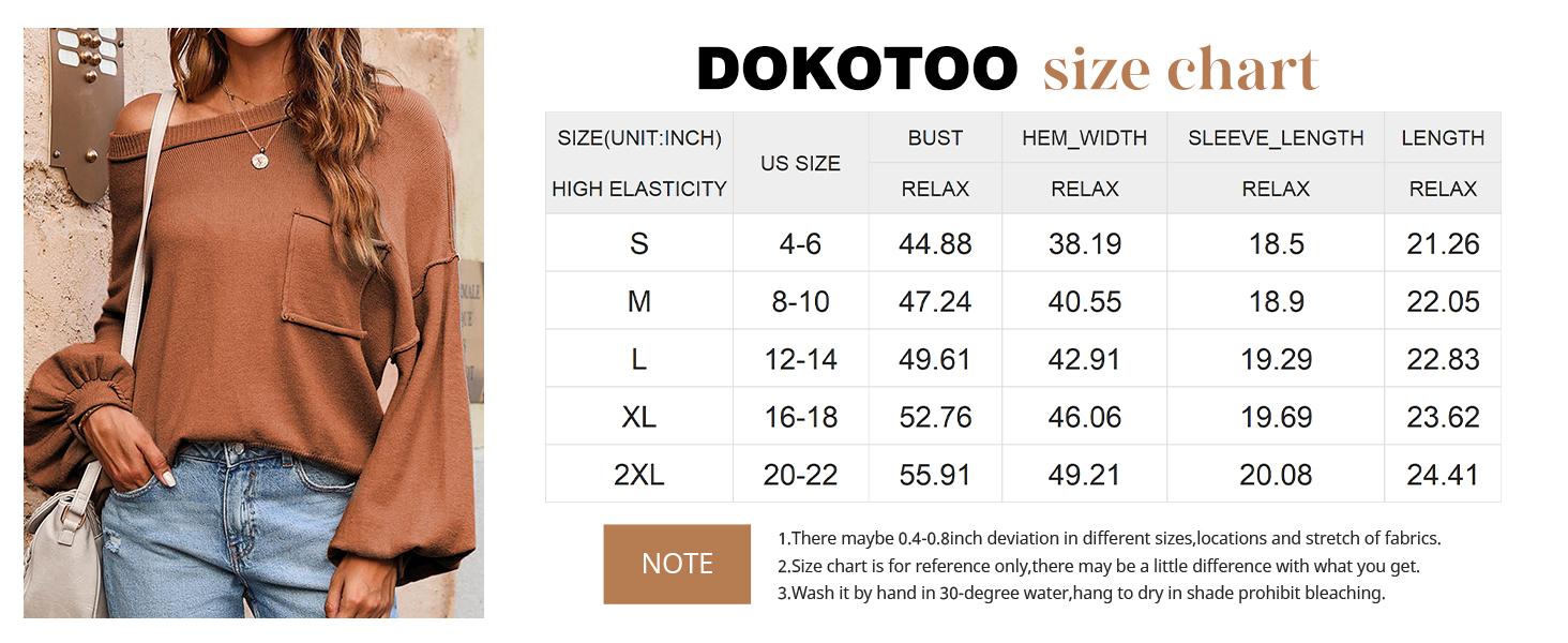 Dokotoo Women's Lantern Sweater 2026 Fall Winter Long Sleeve Casual Tops Ribbed Hem Knitwear Pullover