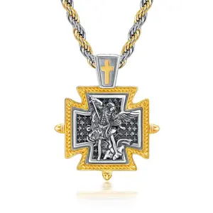 S925 sterling silver men and women two-tone St. Michael pendant religious belief