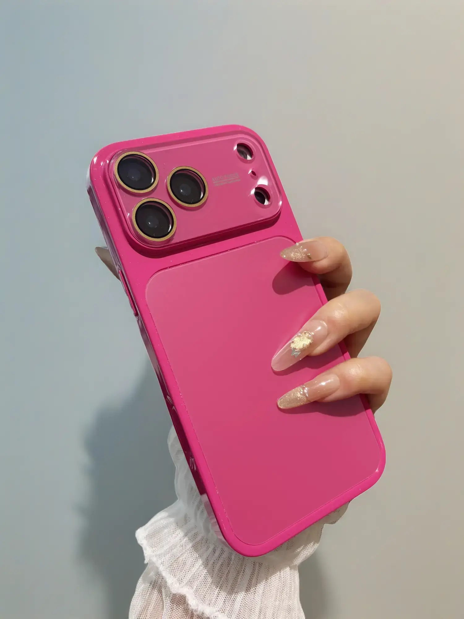 Girly Cute iPhone Case with Hot Pink  Smartphone Casing Color with Built-in Camera Protection, Glossy Shockproof Cover, Cute Phone Accessories for Stylish Classy Protection