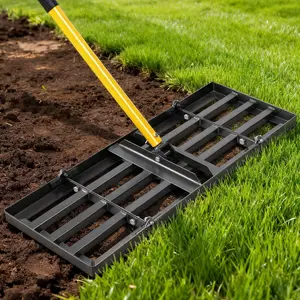 Lawn Leveling Rake, 30 Inch Yard Lawn Leveling for Soil with 78" Adjustable Steel Handle, Heavy Duty Effort Saving Landscape Lawn Leveler for Yard Garden Golf Course Soil Sand Dirt Grass