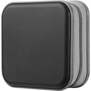 CD Case, 48 Capacity Hard Plastic DVD Case Portable Zipper CD Case Holder Large Storage Disc Wallet Bag for  Home Travel (Black, 48 Capacity)