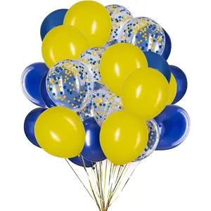 Blue and Yellow Balloons,Blue Yellow Confetti Balloon for Minions Party Decorations,12 Inch,Pack of 50