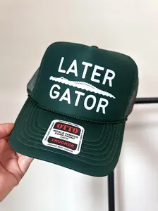 Green Later Gator Trucker Hat, Summer Hat Green Later Gator Trucker Hat, Summer Hat