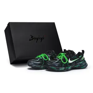 Nike V2K Run 811 Custom Sneakers: Green Shadow Warrior with Special Box, Wasteland Style, Outdoor Grip, Low-Top Running Shoes for Men and Women Trending Shoes, House White Official Shoes to Get / Maison Mihara