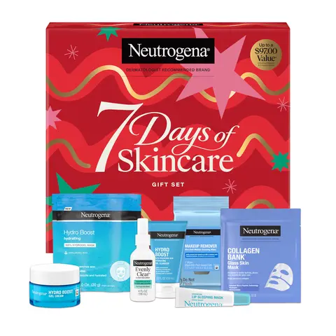 Neutrogena 7 Days of Skincare Gift Set ($97.00 Value), 7-Piece Holiday Advent Calendar, Makeup Wipes, Hydro Boost Moisturizer, Gel Cleanser, Lip Sleeping Mask, Sheet Masks & Hypochlorous Facial Spray